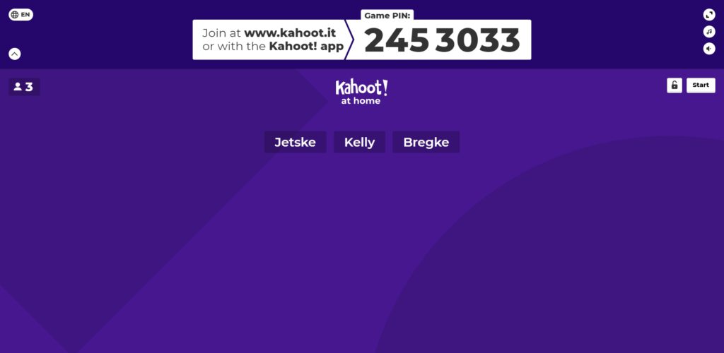 Kahoot! pin invoeren