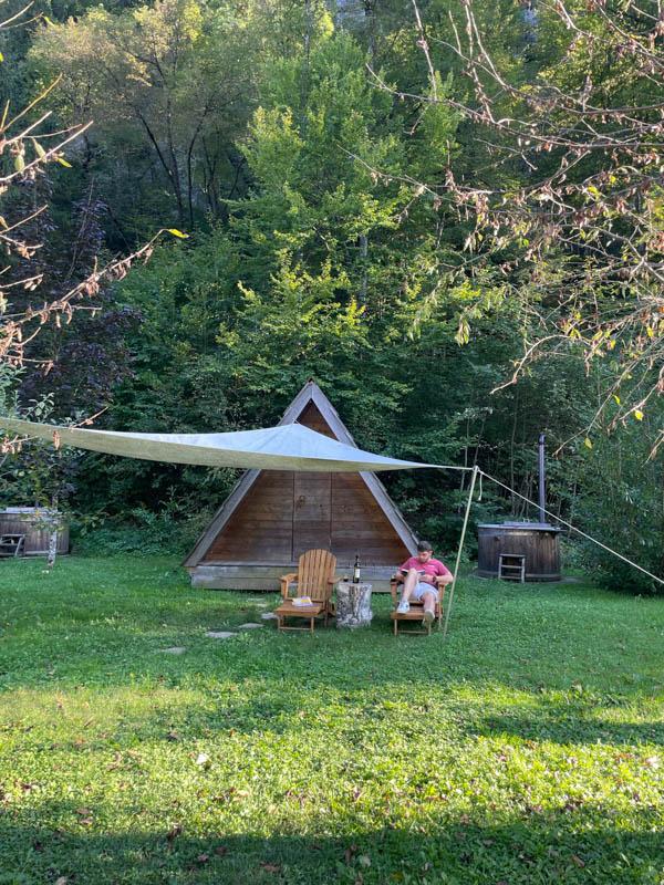 Glamping hutjes bij Camping Bled in Slovenië